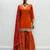 Orange viscose readymade suit with embroidery work