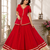 Red lampi bordar Silk Blend Navratri Lahenga & Top Set