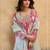 Sky chinon readymade suit with embroidery work