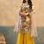 Yellow chinon readymade suit with embroidery work