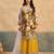 Yellow chinon readymade suit with embroidery work