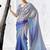 light blue faux organza saree with embroidered border