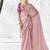 light pink faux georgette saree with golden zari border