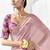 light pink faux georgette saree with golden zari border