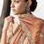 peach orange faux tissue embroidered saree with floral blouse