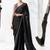 black velvet embroidered saree embellished blouse