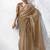 beige faux organza saree with printed blouse