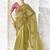 Olive green silk blend embroidered saree