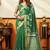 Green cotton blend printed saree with contrast border