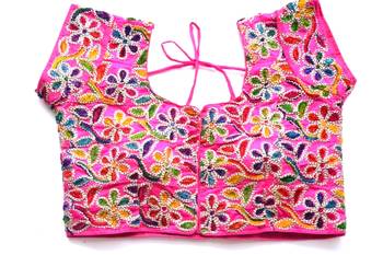pink  hand embroidered cotton blouse 1