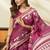 Onion pink cotton blend printed saree with contrast border