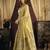 Golden yellow silk blend saree with paithani weaving border