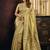 Golden yellow silk blend saree with paithani weaving border