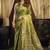 Mehendi green & gold silk blend saree with paithani weaving border