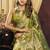 Mehendi green & gold silk blend saree with paithani weaving border
