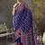 navy blue faux satin printed saree