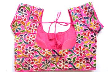 pink  hand embroidered cotton blouse 3