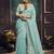 Sky blue faux cotton handloom saree with golden border