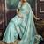 Sky blue faux cotton handloom saree with golden border