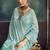 Sky blue faux cotton handloom saree with golden border