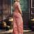 Pink faux cotton handloom saree with golden border