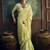 Light green faux cotton handloom saree with golden border