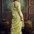 Light green faux cotton handloom saree with golden border