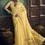 Lemon yellow faux cotton handloom saree with golden border