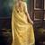 Lemon yellow faux cotton handloom saree with golden border