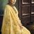 Lemon yellow faux cotton handloom saree with golden border