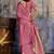 onion pink faux satin saree with zari & woven border