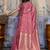 onion pink faux satin saree with zari & woven border