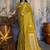 mustard gold faux satin saree with zari & woven border