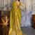 mustard gold faux satin saree with zari & woven border
