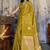 mustard gold faux satin saree with zari & woven border