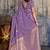 lavender purple faux satin saree with zari & woven border