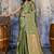 olive green faux satin saree with zari & woven border
