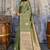 olive green faux satin saree with zari & woven border