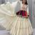 White Gamthi work & mirror work Cotton Navratri Lahenga Kediyu Set