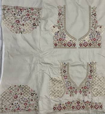 off white color Multi Cotton Thread Dori and Sequins work silk blend Lehenga choli set 5