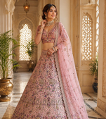 pink color Multi Cotton Thread Dori and Sequins work silk blend Lehenga choli set