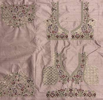 pink color Multi Cotton Thread Dori and Sequins work silk blend Lehenga choli set 5