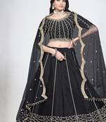Black Art Silk Embroidered Lehenga Choli