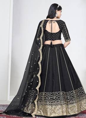 Black Art Silk Embroidered Lehenga Choli 2