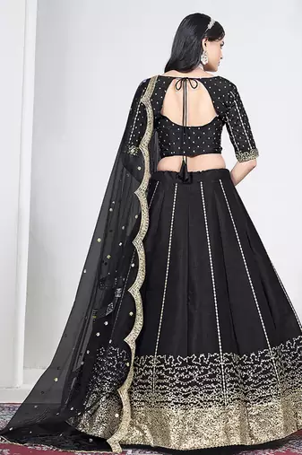 Black Art Silk Embroidered Lehenga Choli