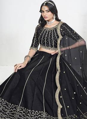 Black Art Silk Embroidered Lehenga Choli 3