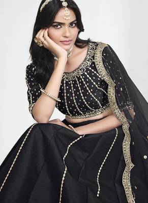 Black Art Silk Embroidered Lehenga Choli 4