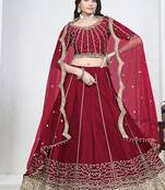 Red Art Silk Embroidered Lehenga Choli