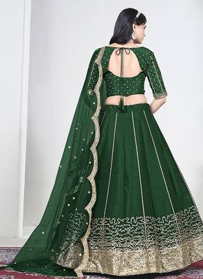 Green Art Silk Embroidered Lehenga Choli 2