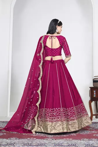 Rani Pink Art Silk Embroidered Lehenga Choli